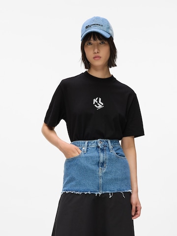 KARL LAGERFELD JEANSMajica 'Monogram' - crna boja: prednji dio