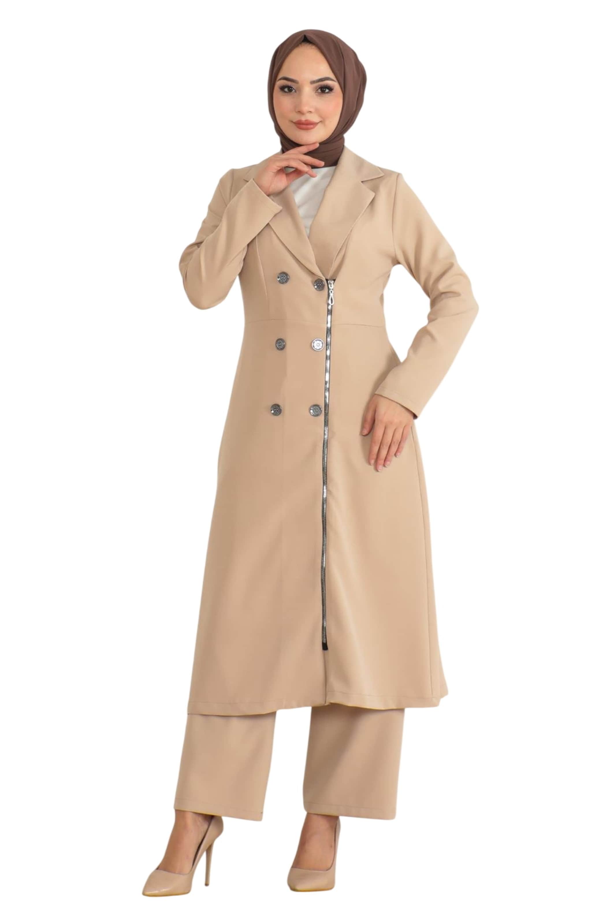 MODAMIHRAM Broekpak in Beige: voorkant