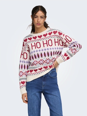 ONLY - Jersey 'ONLXmas HO' en beige: frente