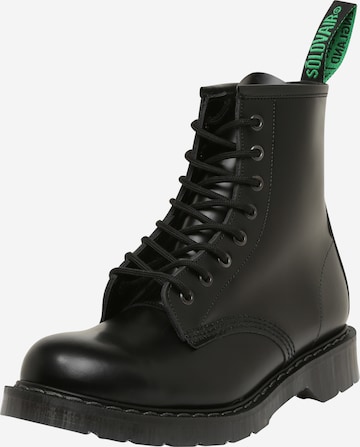 Boots stringati '8 Eye Derby' di Solovair in nero: frontale