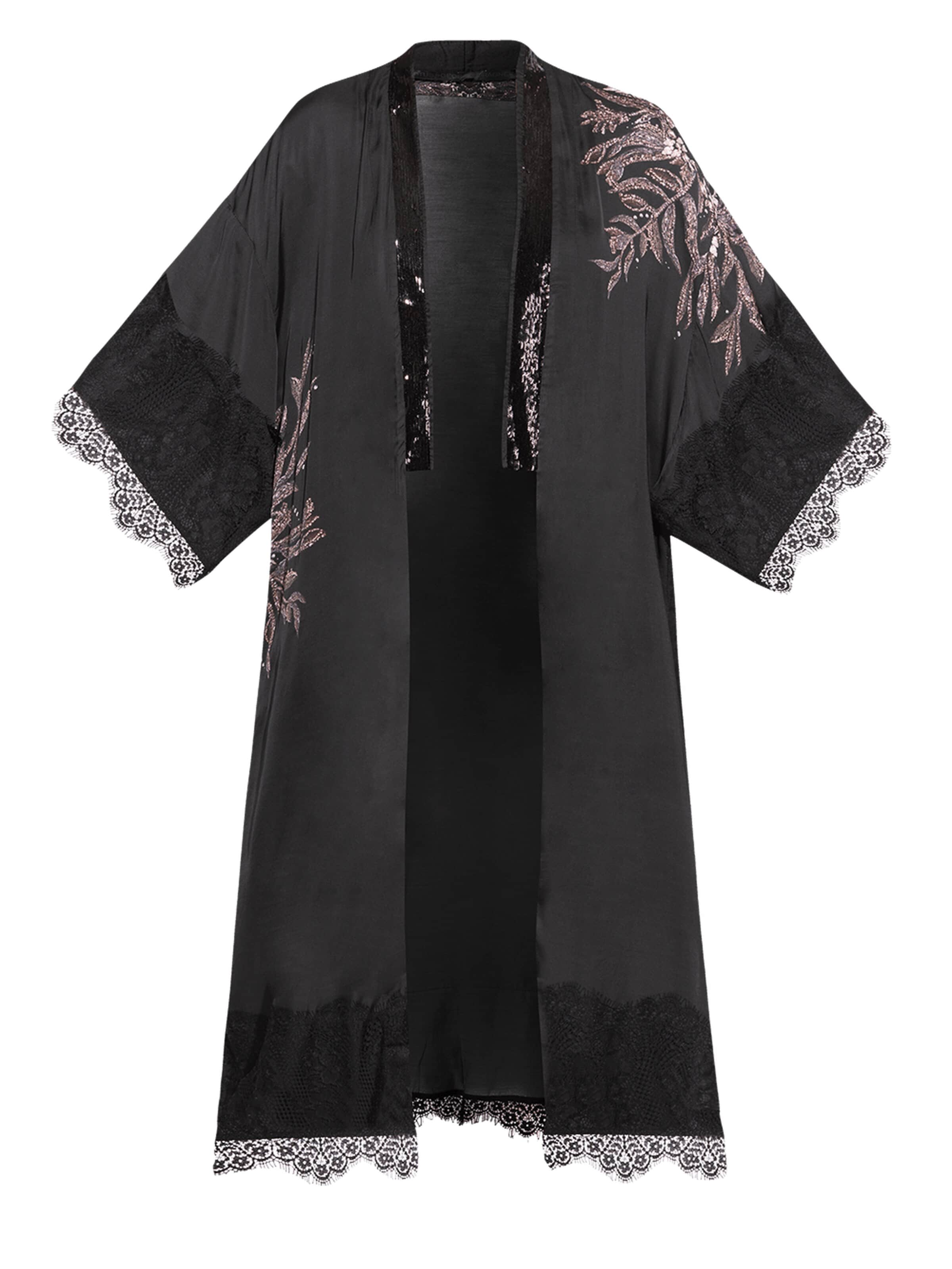 JIORO Kimono 'STAR DUST'‌‌‌‌‌‌‌‌‌‌ in Schwarz: Vorderseite