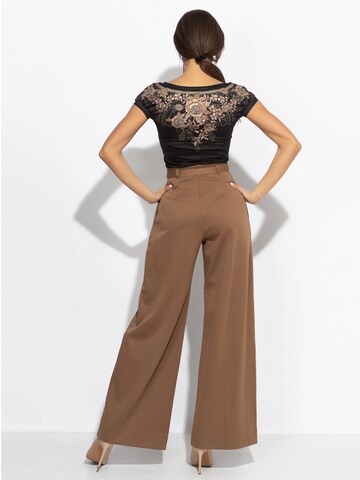 JIORO Blouse 'GOLDEN ROSES' in Zwart
