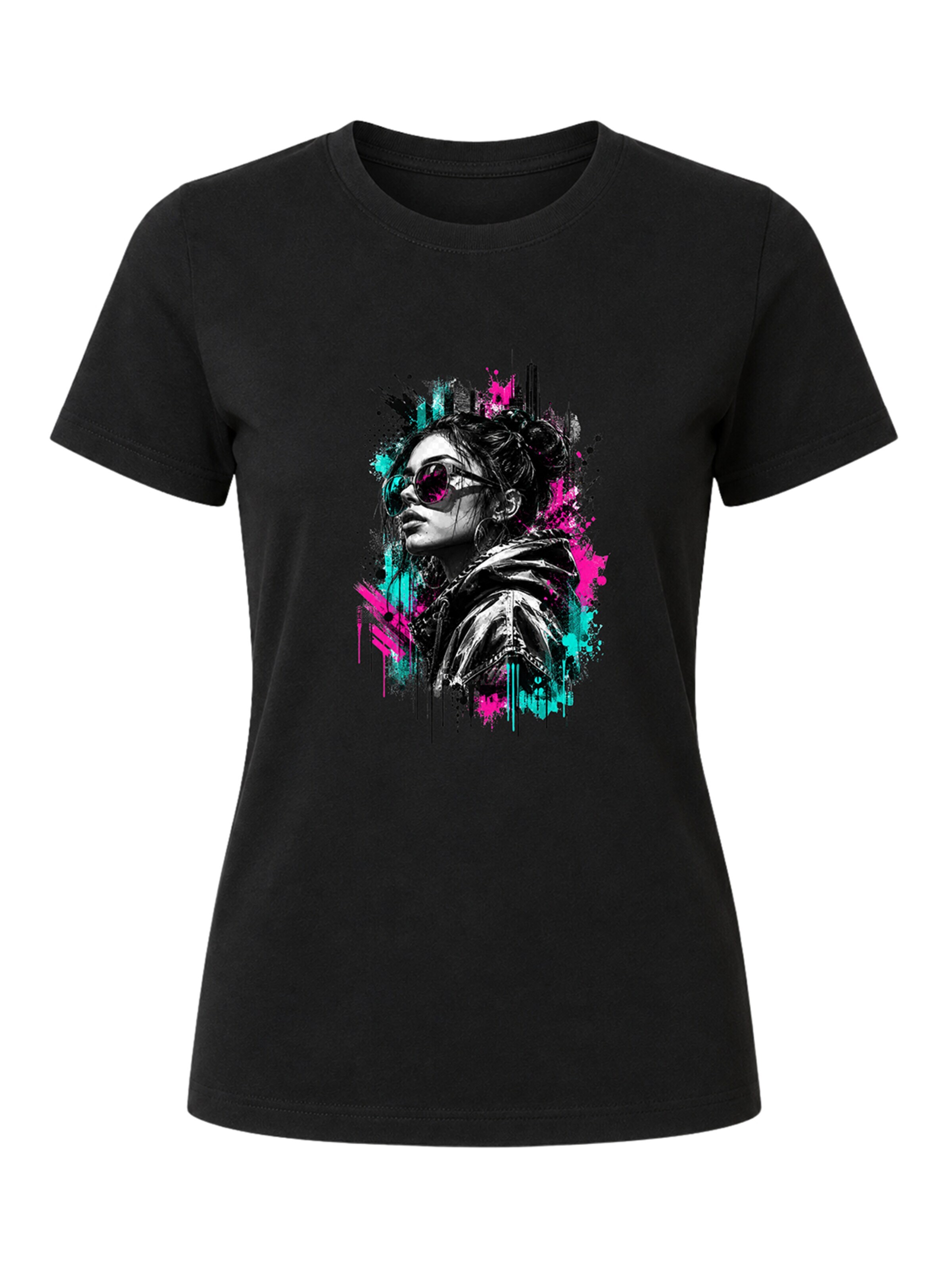 Printdistrict.dk T-shirt 'Digital Silence' i svart: framsida