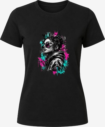 Printdistrict.dk T-shirt 'Digital Silence' i svart: framsida