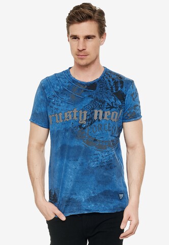 Rusty Neal T-Shirt mit zeitlosem Print in Blau: predná strana