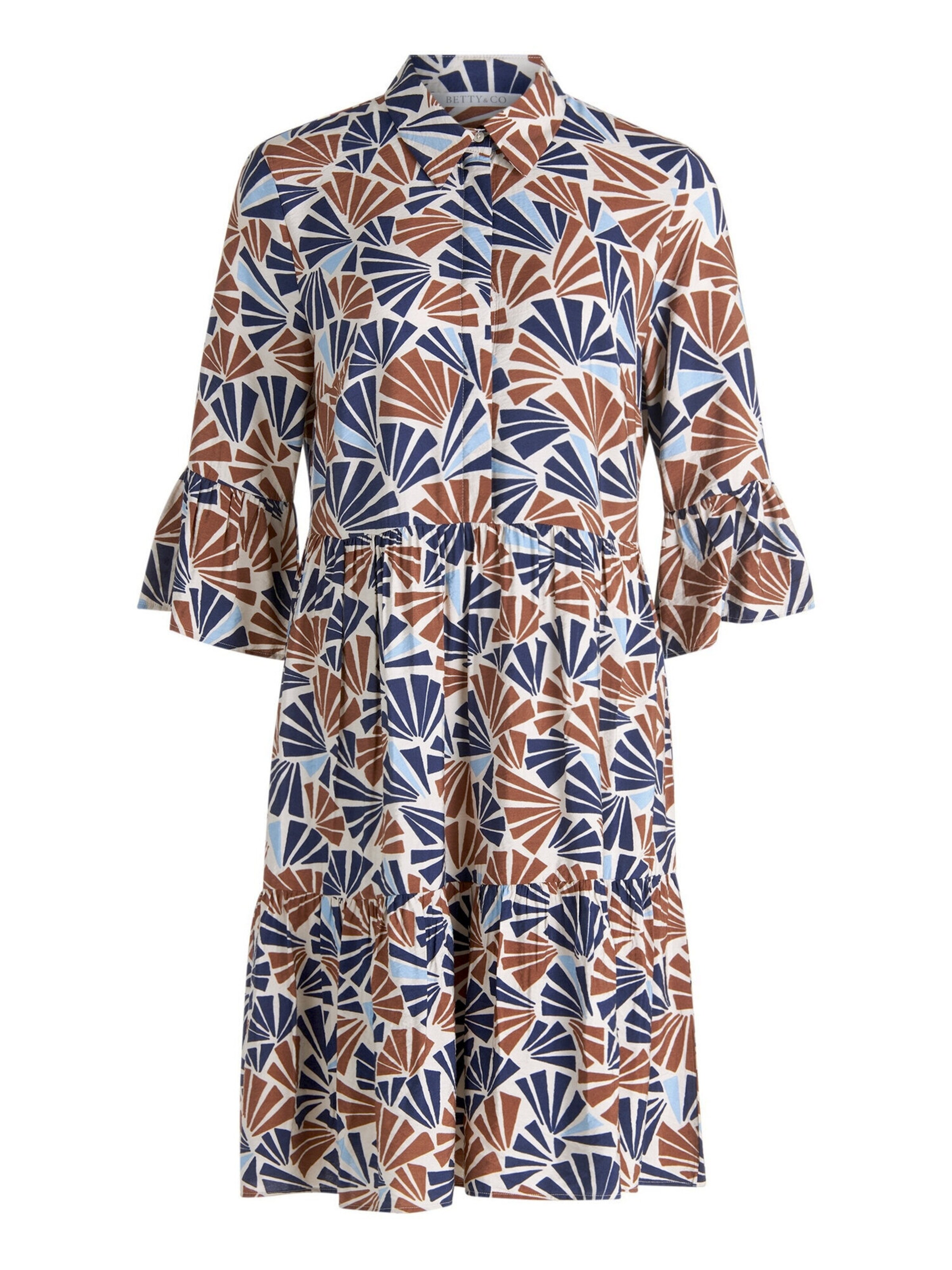 Betty & Co Dress in 36 in Cream / Blue / Caramel, Item view