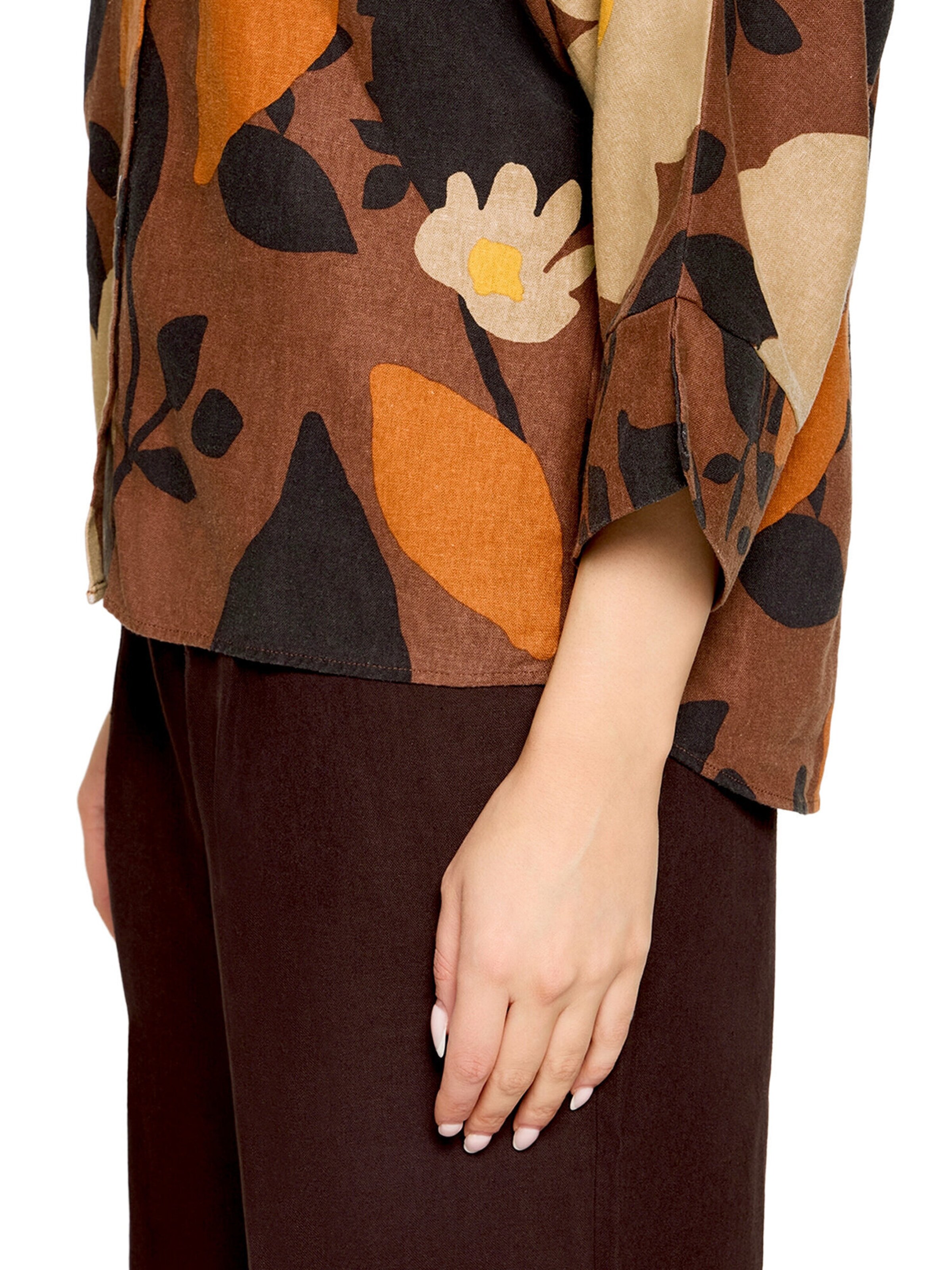Cartoon Oversize-Bluse mit Muster in Braun