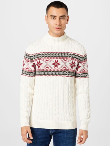 Pull-over 'SLHFlake' SELECTED en beige : devant