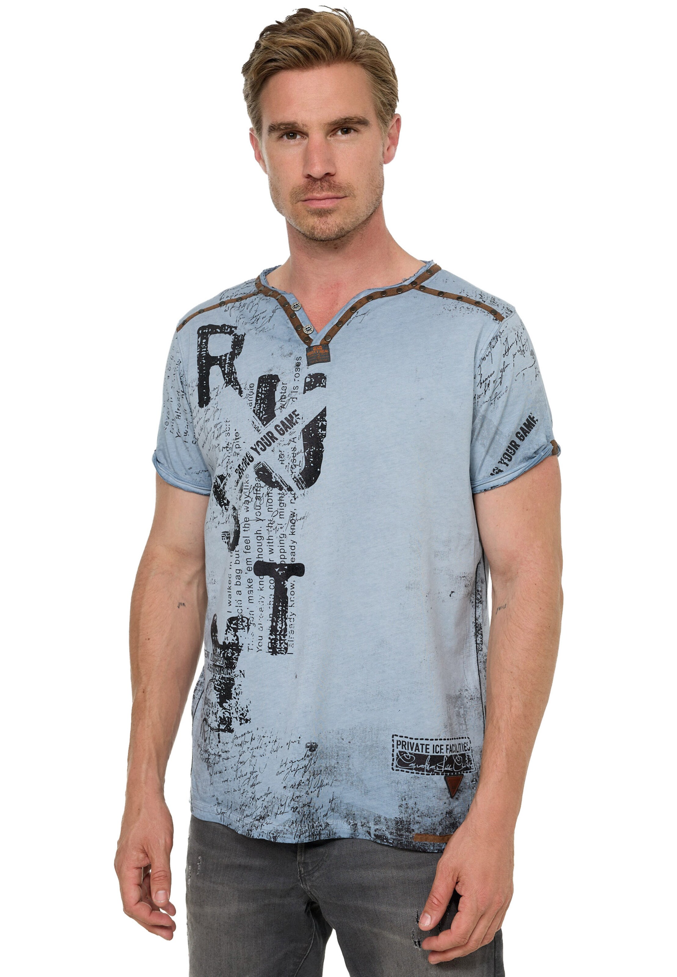 Rusty Neal Shirt in Blauw: voorkant