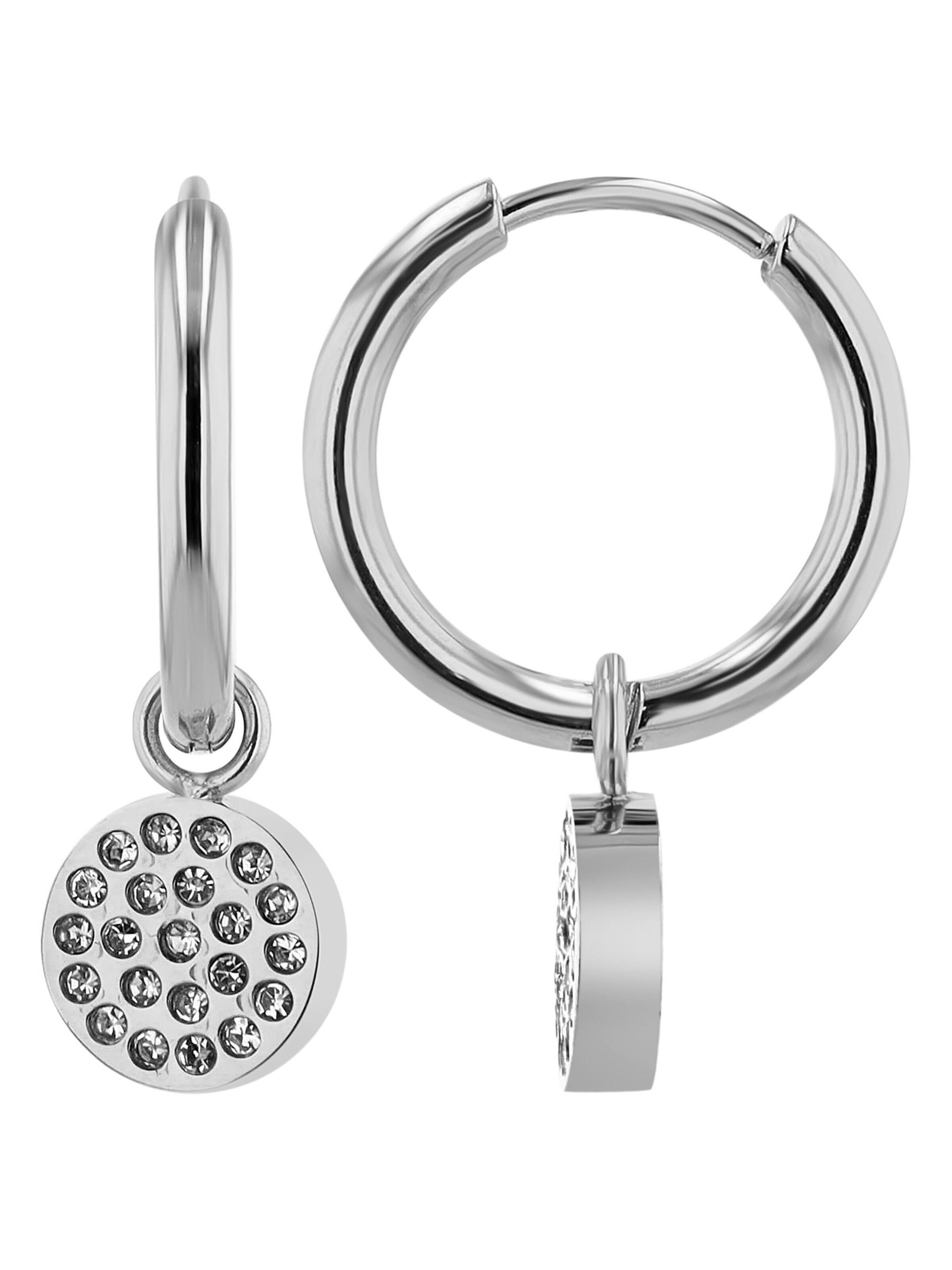 Akzent Earrings '"Sadie" aus langlebigem Edelstahl, wasserfest, Ø 12 mm' in Silver