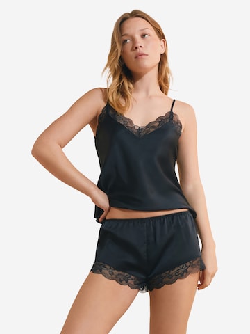 ETAM Satin-Pyjamashorts mit Spitzendetails 'Desire' in Blau