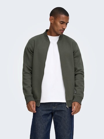 Only & Sons Sweatjacke 'ONSCERES' in Grün: Vorderseite
