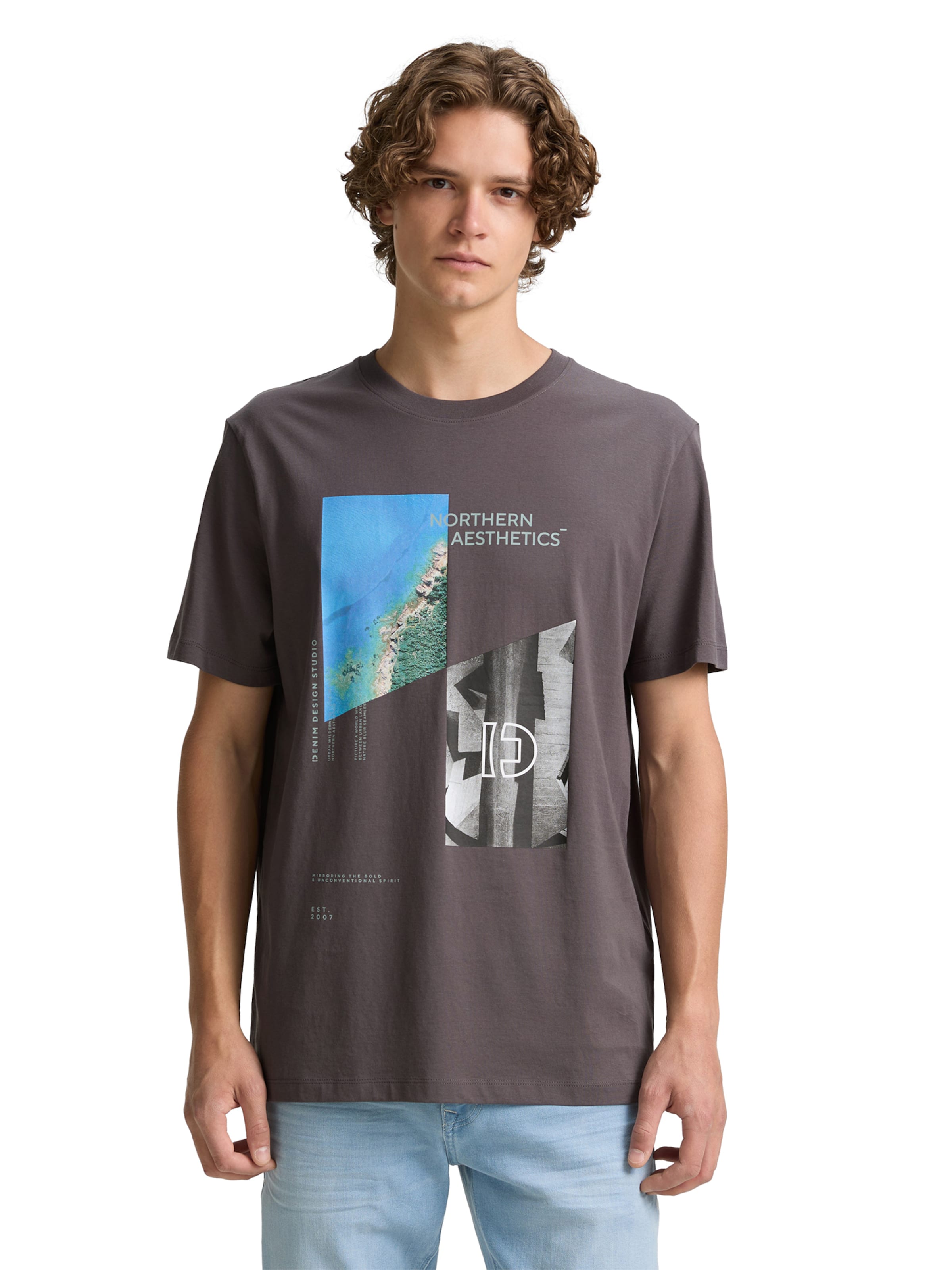 TOM TAILOR DENIM Shirt in Grey: front