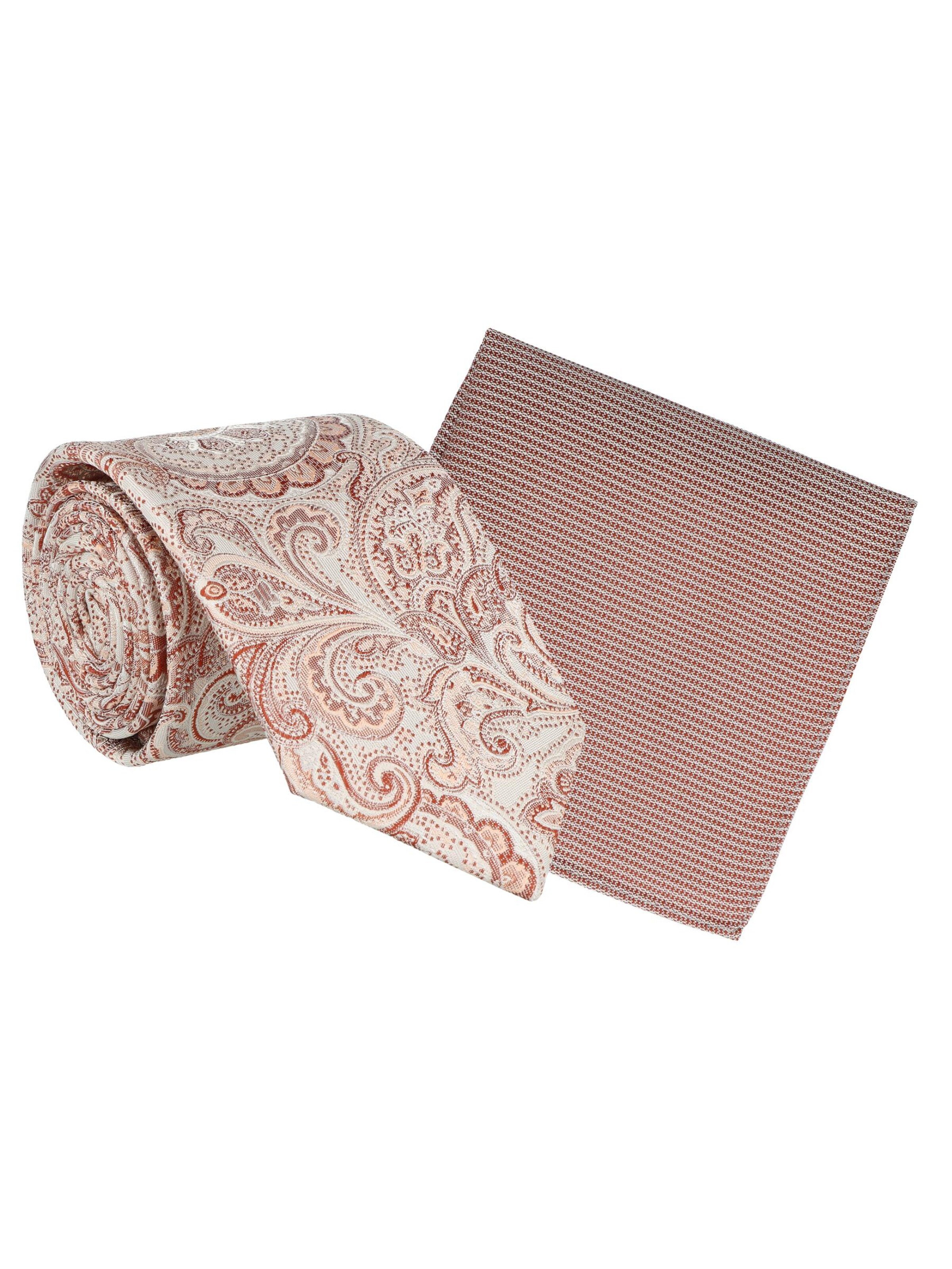 WILLEN Tie 'Paisley / Uni' in Orange: front