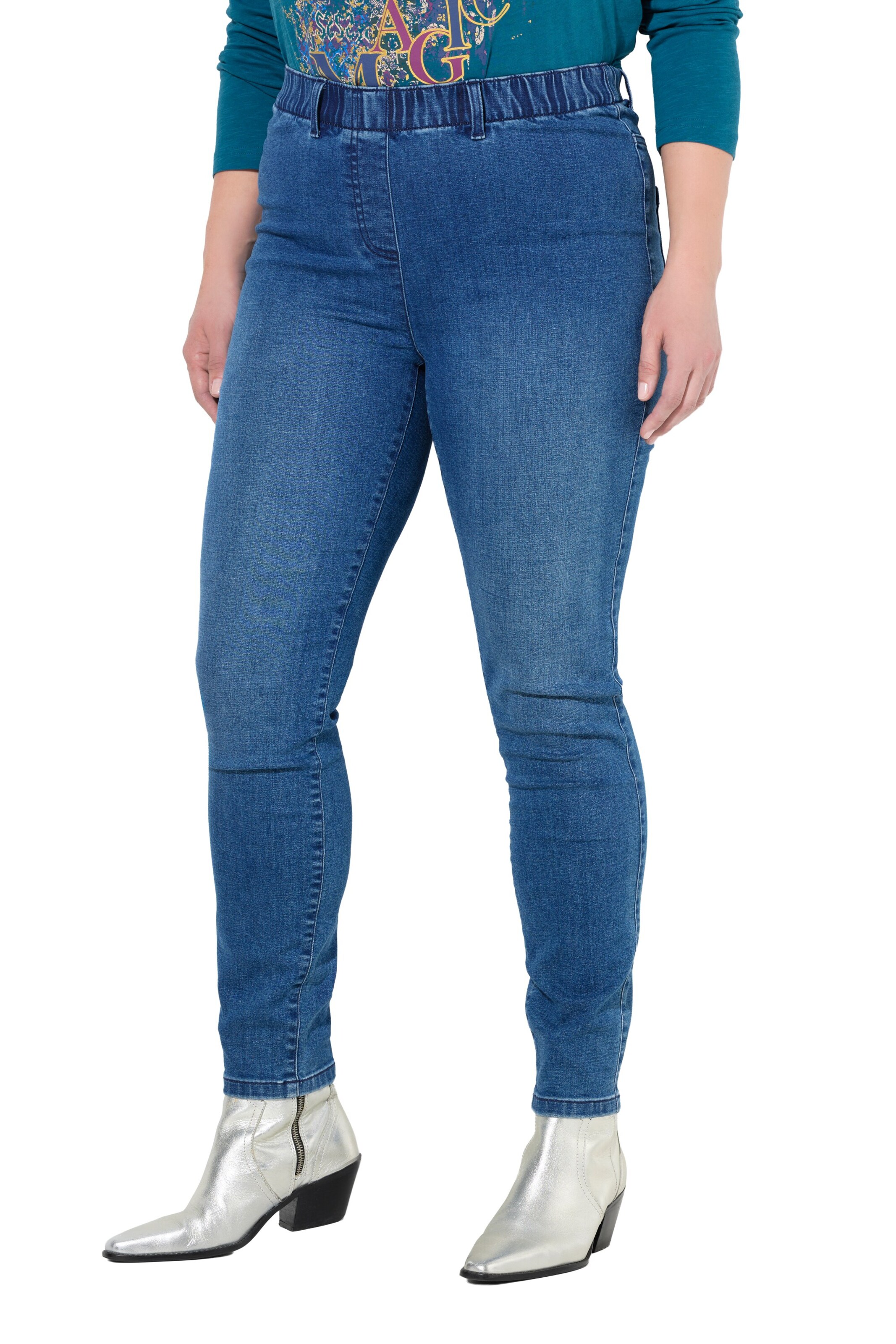Ulla Popken Skinny Jeans in Blauw: voorkant