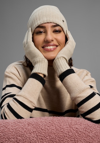 LAURA SCOTT Mütze & Handschuhe in Beige: Vorderseite