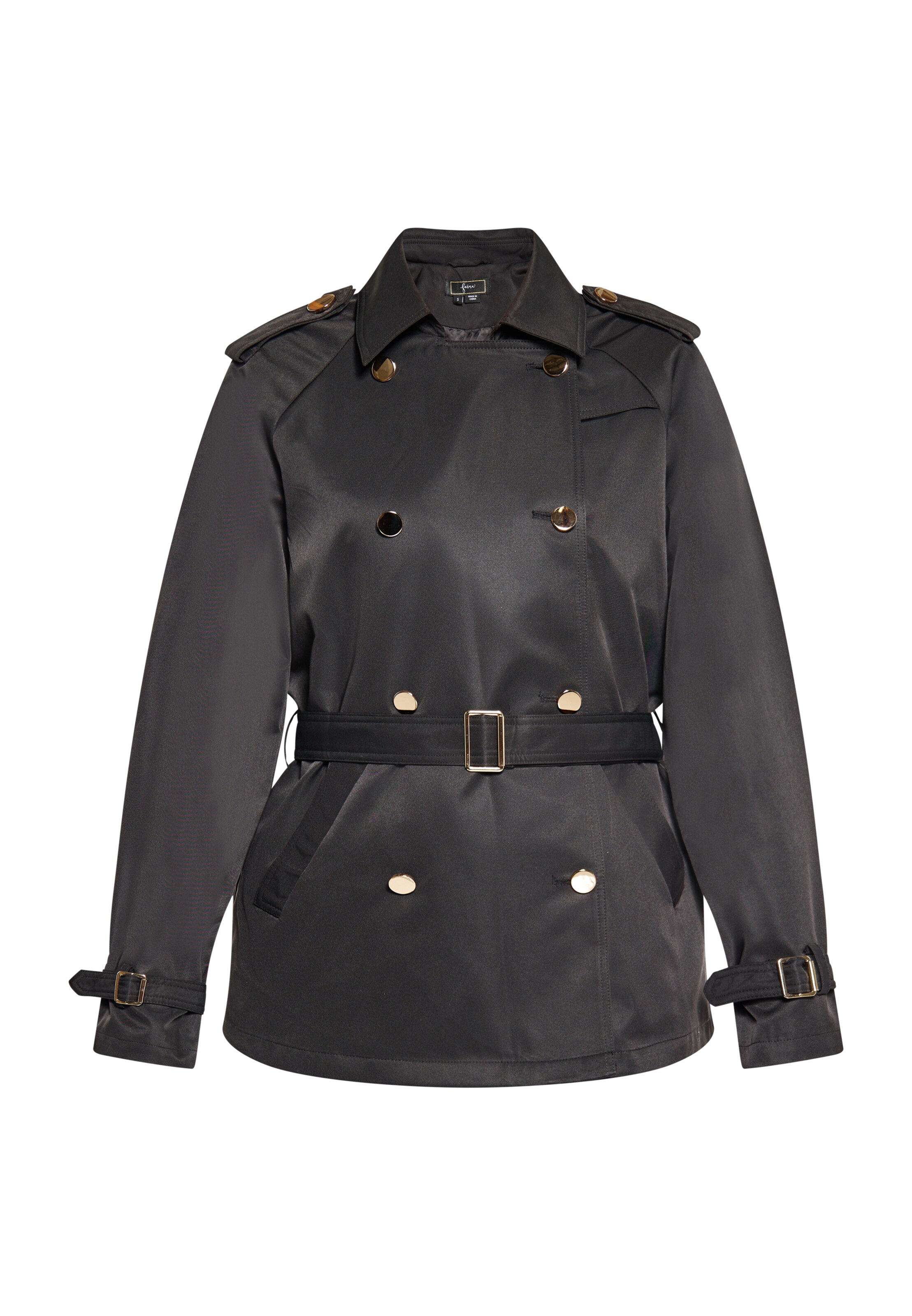 faina Prehoden plašč | črna barva: sprednja stran