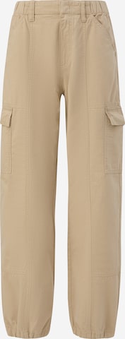 Wide Leg Pantalon cargo QS en beige : devant