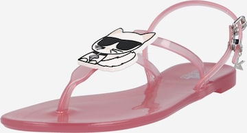 Karl Lagerfeld T-Bar Sandals 'JELLY' in Pink: front