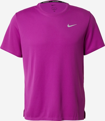 NIKE Toiminnallinen paita 'MILER' värissä hopeanharmaa / neonvioletti, Tuotenäkymä
