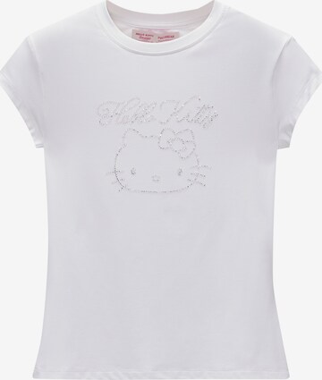 T-shirt 'HELLO KITTY' Pull&Bear en blanc : devant