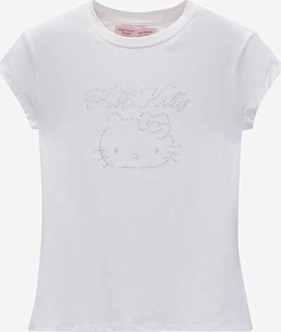 Pull&Bear T-Shirt 'HELLO KITTY' in silber / weiß, Produktansicht