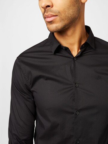 Coupe slim Chemise 'Tessuto' ARMANI EXCHANGE en noir