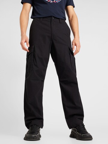 Loosefit Pantalon cargo 'Aiden' Tommy Jeans en noir : devant