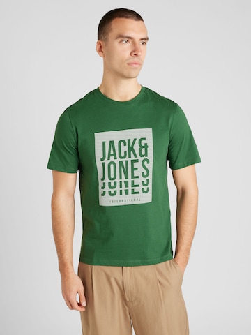 žalia JACK & JONES Marškinėliai 'FLINT': priekis