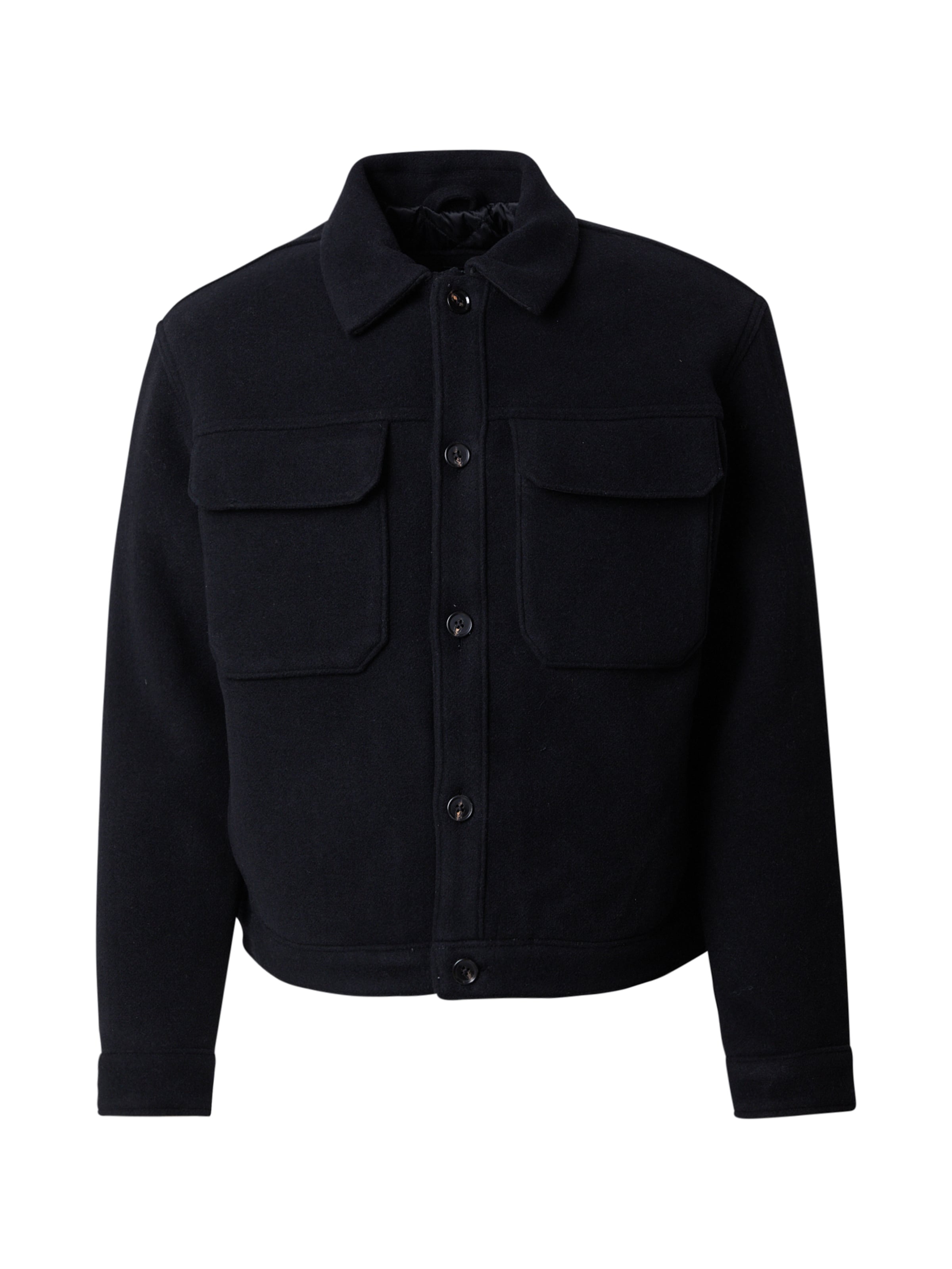 Abercrombie & Fitch Φθινοπωρινό και ανοιξιάτικο μπουφάν σε μαύρο: μπροστά