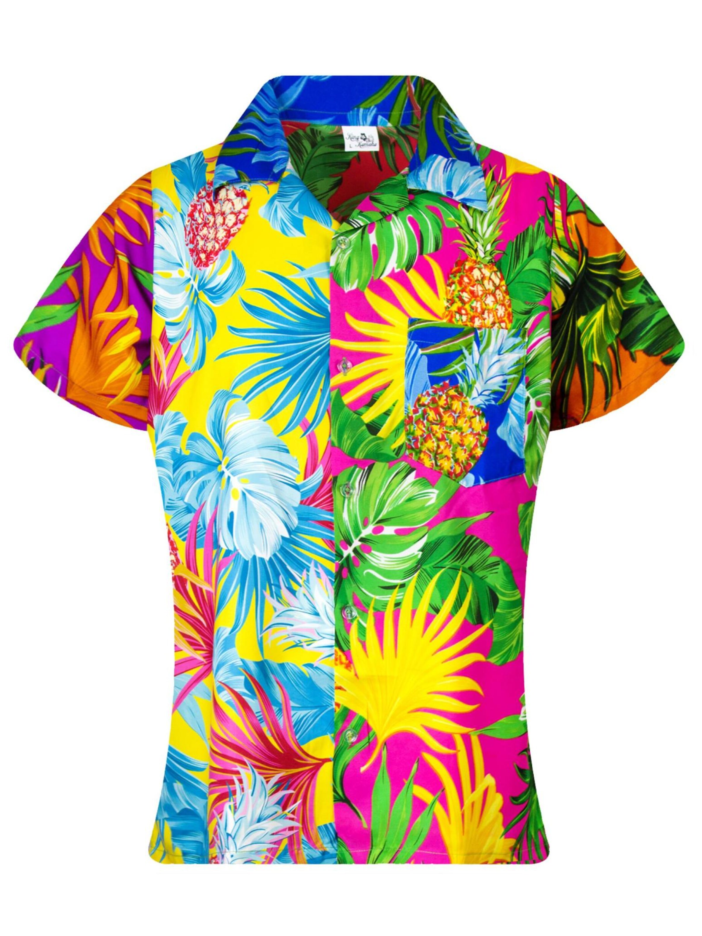 King Kameha Blouse 'Pineapple Leaves' in Mixed colors: front