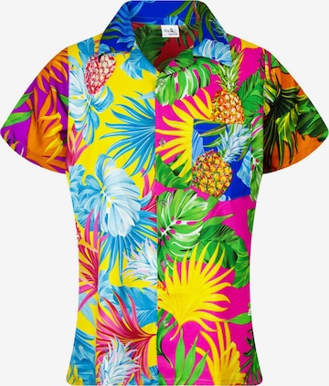 King Kameha Blouse 'Pineapple Leaves' in Mixed colors: front