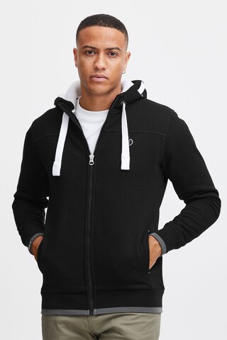 !Solid Zip-Up Hoodie 'BenjaminZip Pile' in Black: front