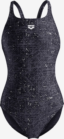 ARENABustier Jednodijelni kupaći kostim 'RIBBED PRO BACK' - crna boja: prednji dio