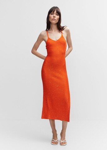 MANGO Stickad klänning 'Clara' i orange