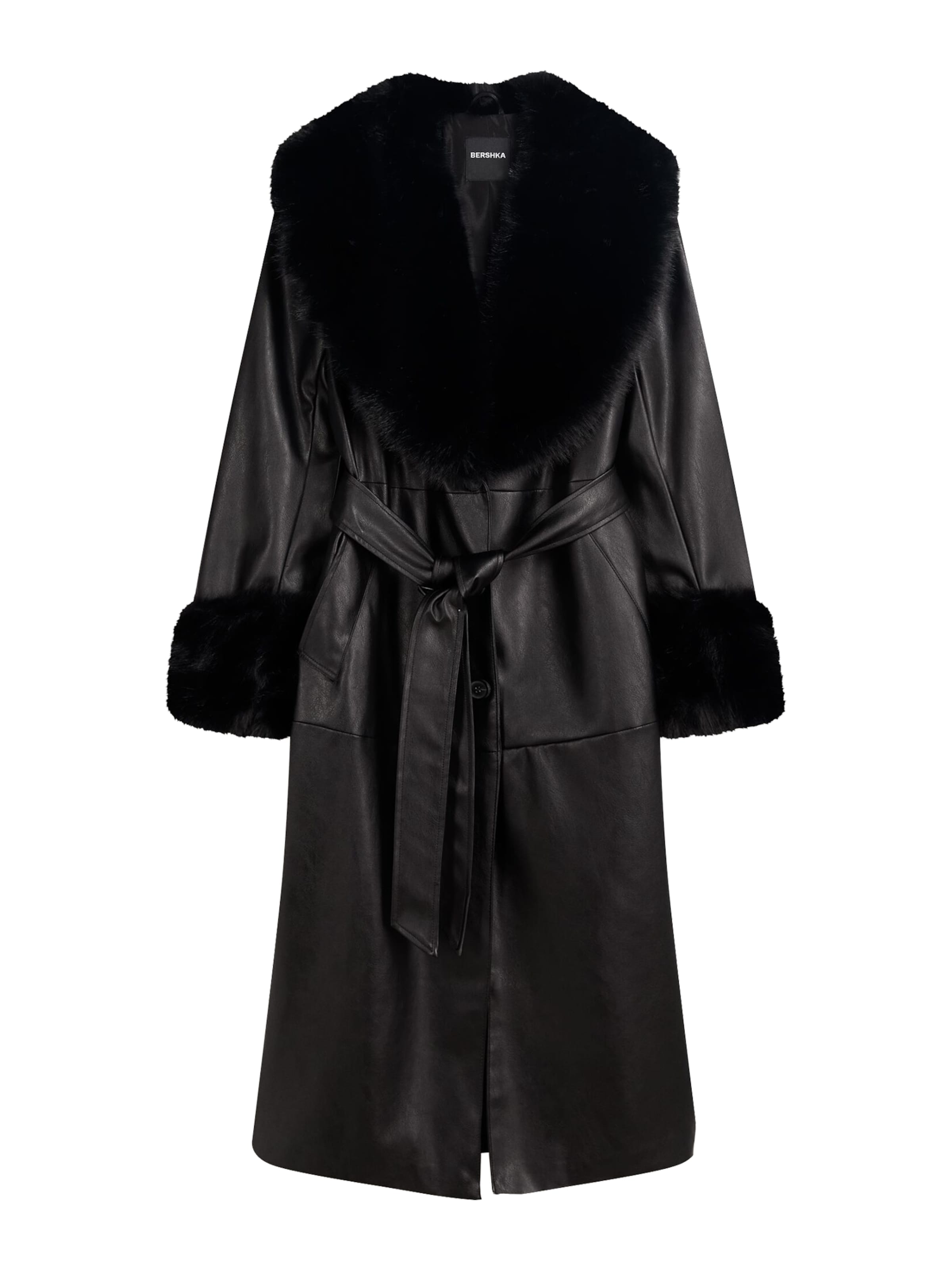 Bershka Płaszcz przejściowy w kolorze czarny: przód