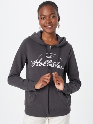 HOLLISTER Zip-Up Hoodie in Grey: front