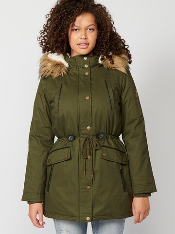 KOROSHI Between-seasons parka in Green: front