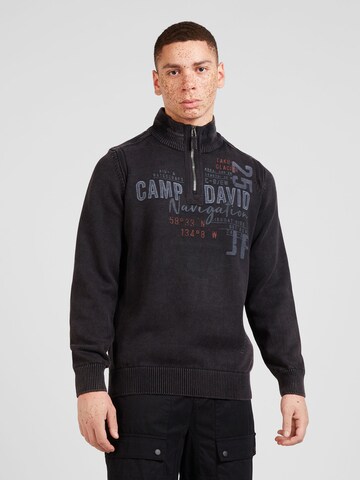 CAMP DAVID Sweater in Black: front