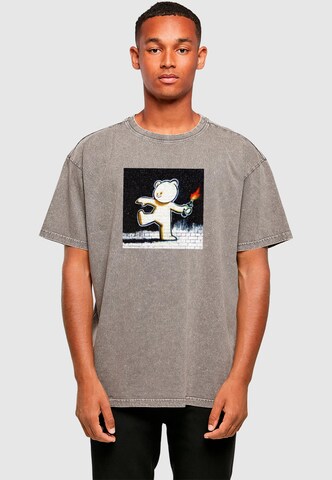 Merchcode Shirt 'Brandalised - Molotov Teddy' in Grau: Vorderseite