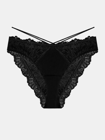 Panty 'Slip Notty, nahtlos, florale Spitze, mit Baumwollzwickel' di ESOTIQ in nero: frontale