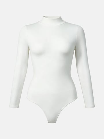cfab - Body moldeador 'Clean Longsleeve Turtleneck Sculpting Bodysuit with String' en blanco: frente