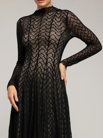 Tantra Evening dress 'Vestido largo de manga larga  de encaje con textura, falda de vuelo con pinzas (BLACK)' in Black