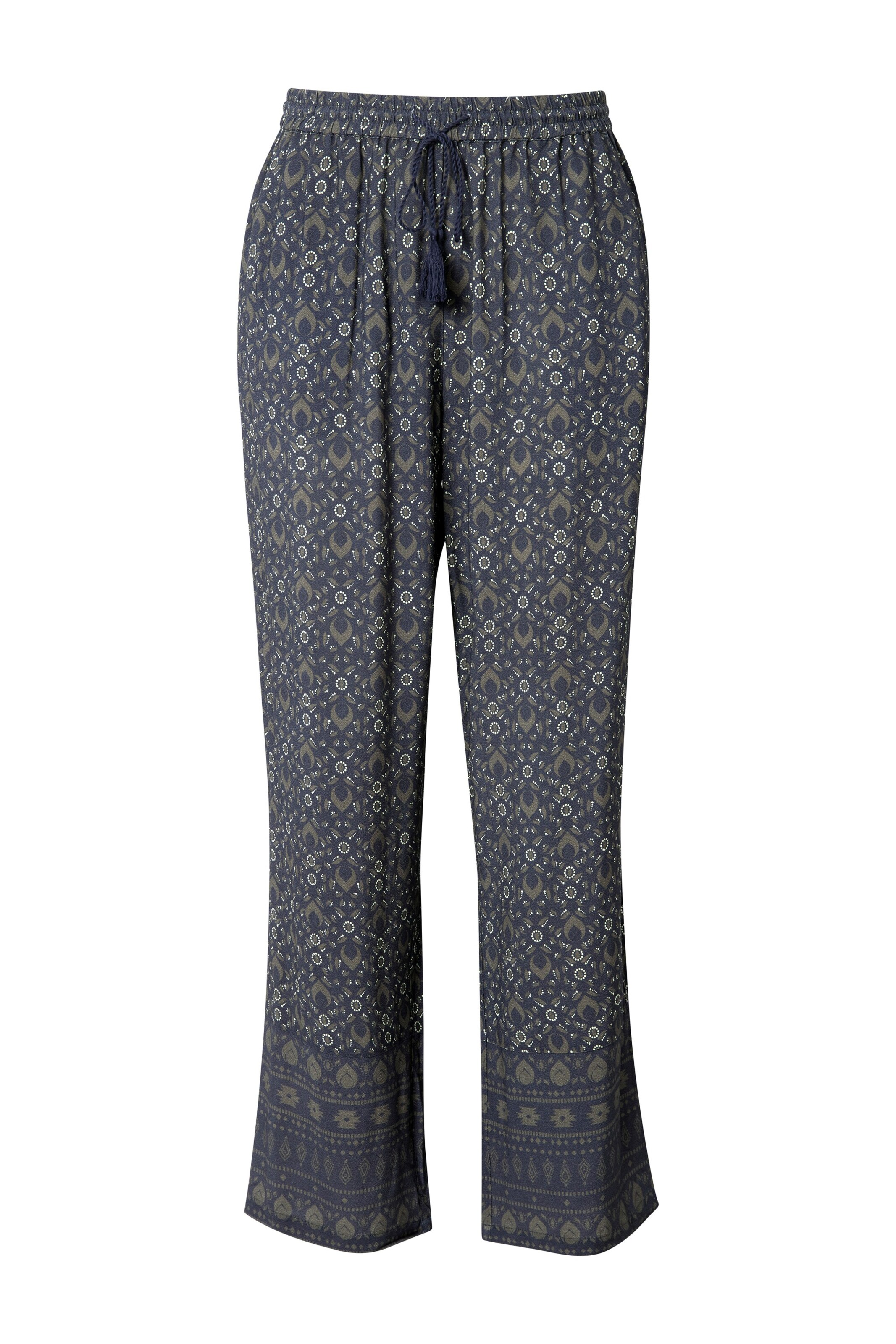 Ulla Popken Wide leg Broek in Blauw: voorkant