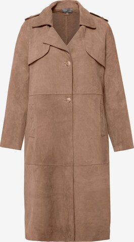 Ulla Popken Between-Seasons Coat in Brown: front