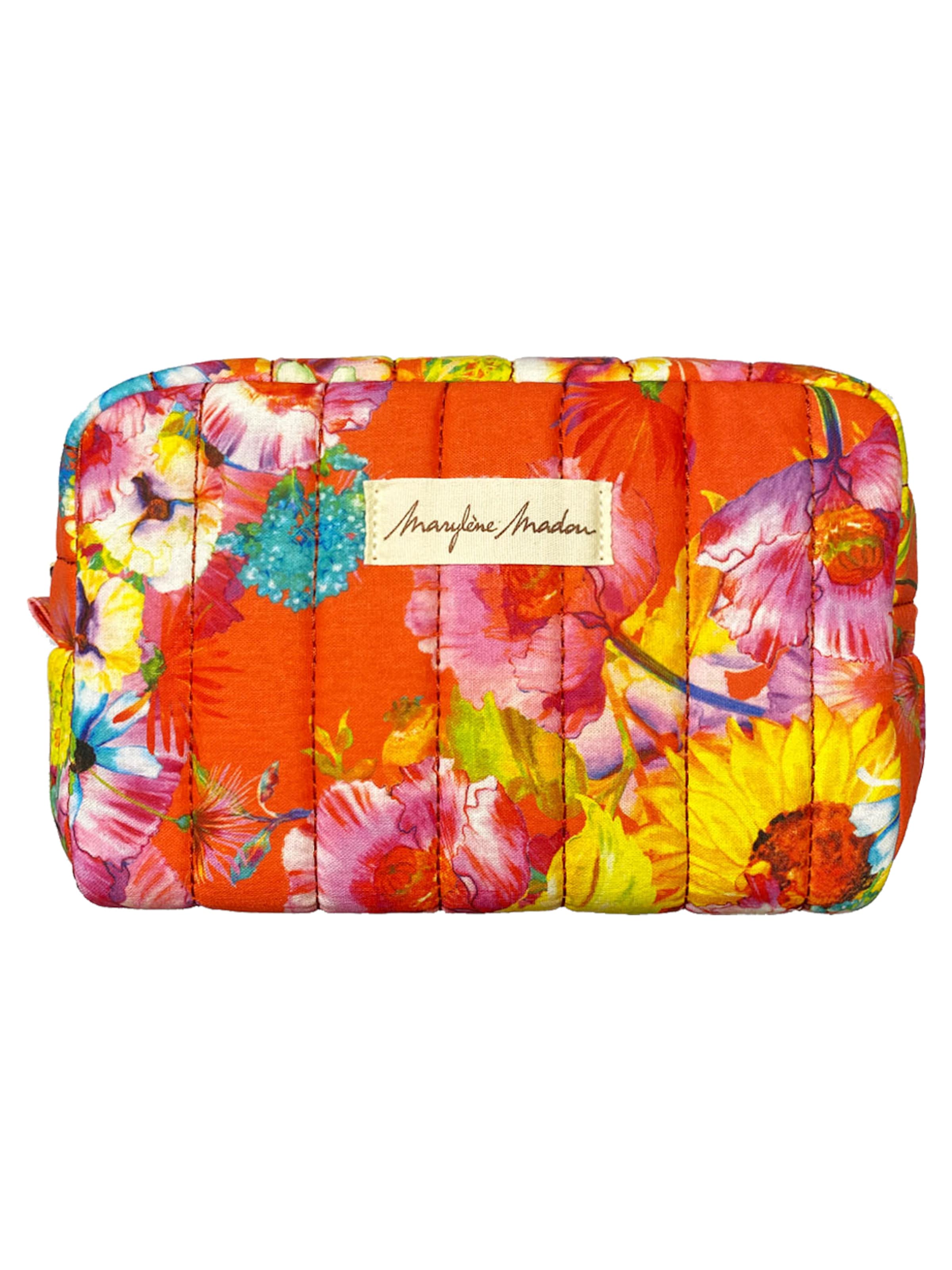 Marylène Madou - Bolsa de maquillaje 'Silk Flowers' en naranja: frente
