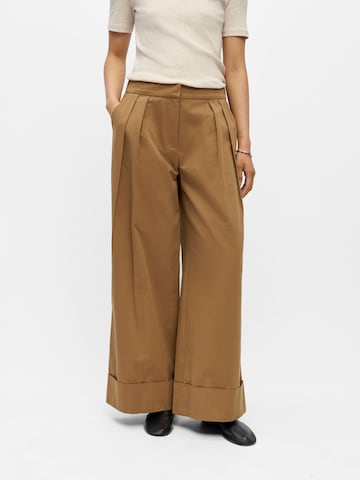 OBJECT Wide leg Pleat-Front Pants 'OBJKasani' in Beige: front