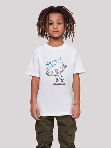 T-Shirt 'Fido Dido Points Normal Is Boring' F4NT4STIC en blanc : devant