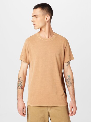 T-Shirt G-Star RAW en marron : devant