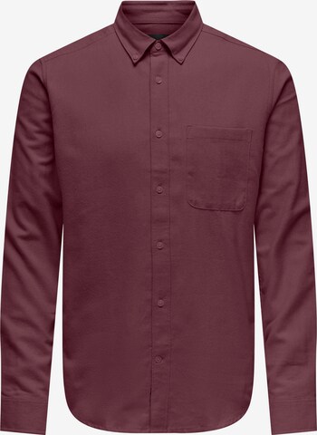 Only & Sons Button Up Shirt 'Onsgudmund' in Red: front